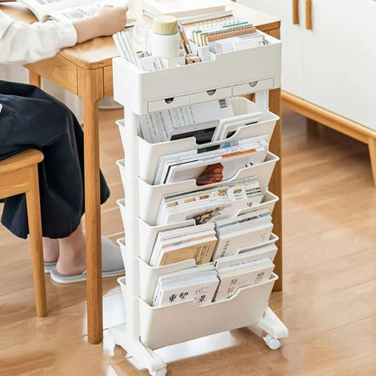Étagère de rangement mobile 360° pour livres et documents