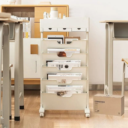 Étagère de rangement mobile 360° pour livres et documents