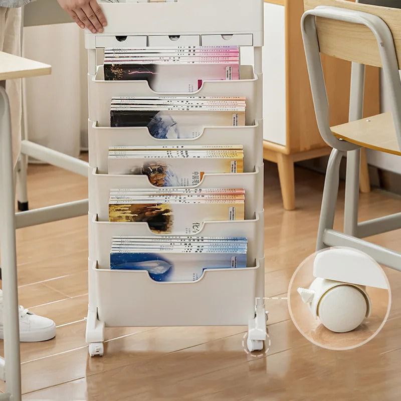 Étagère de rangement mobile 360° pour livres et documents