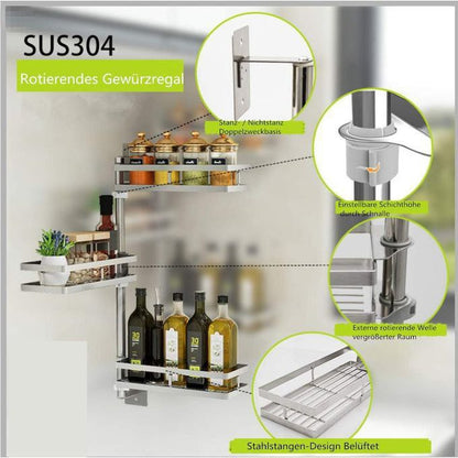 Organisateur de cuisine autour du robinet en Inox SUS304 – Étagère rotative et réglable pour épices & huiles | Spécial Ramadan&nbsp;