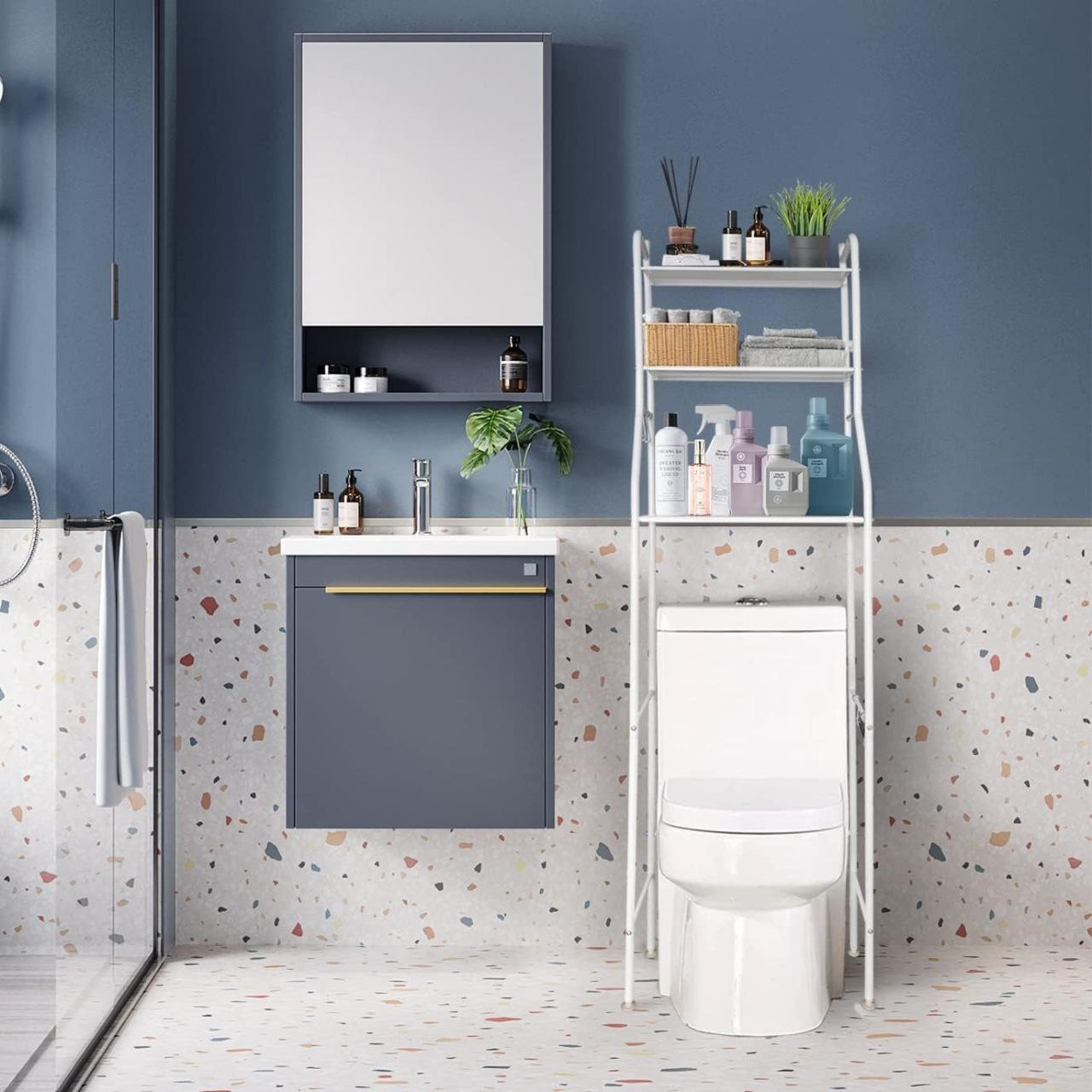 Étagère de Rangement au-Dessus des Toilettes – Organisateur Salle de Bain Gain de Place