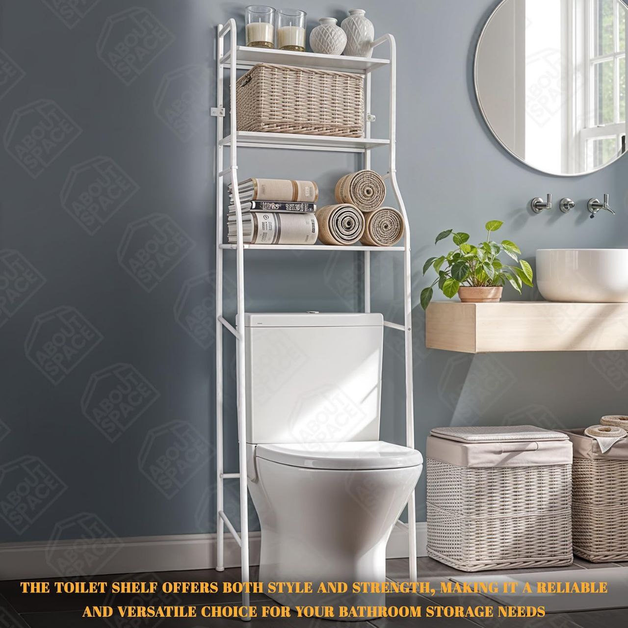 Étagère de Rangement au-Dessus des Toilettes – Organisateur Salle de Bain Gain de Place