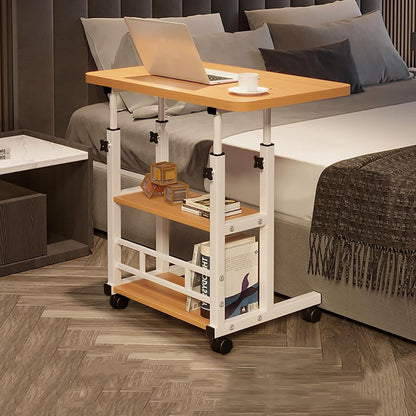 Table d’Ordinateur Mobile 3 Niveaux – Bureau Compact avec Roulettes pour Lit & Canapé