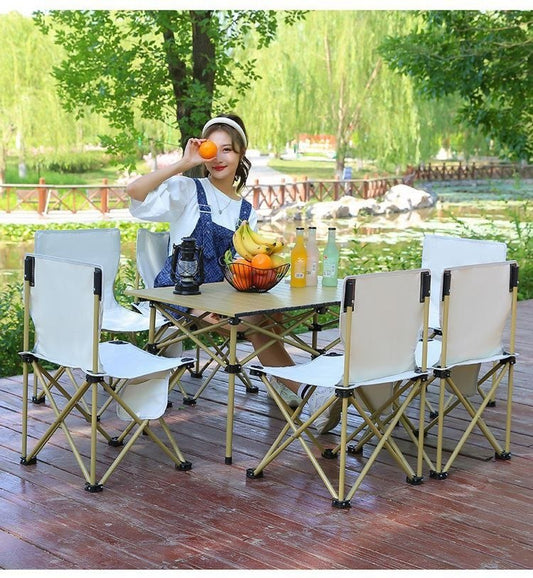 Ensemble Table Ronde & 6 Chaises Pliantes – L’Essentiel pour un Été Convivial ! 🌿