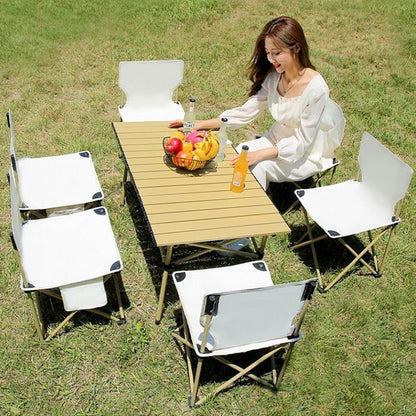 Ensemble Table Ronde & 6 Chaises Pliantes – L’Essentiel pour un Été Convivial ! 🌿