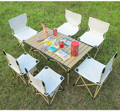 Ensemble Table Ronde & 6 Chaises Pliantes – L’Essentiel pour un Été Convivial ! 🌿