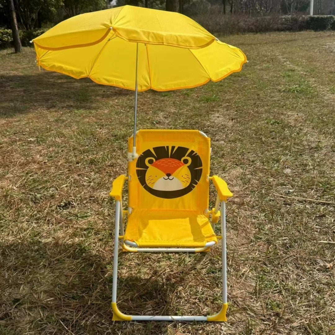 🟡 Chaise Pliante Enfant avec Parasol – Fauteuil Portable Confortable pour Jardin, Plage et Voyage