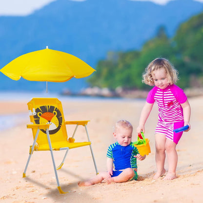 🟡 Chaise Pliante Enfant avec Parasol – Fauteuil Portable Confortable pour Jardin, Plage et Voyage
