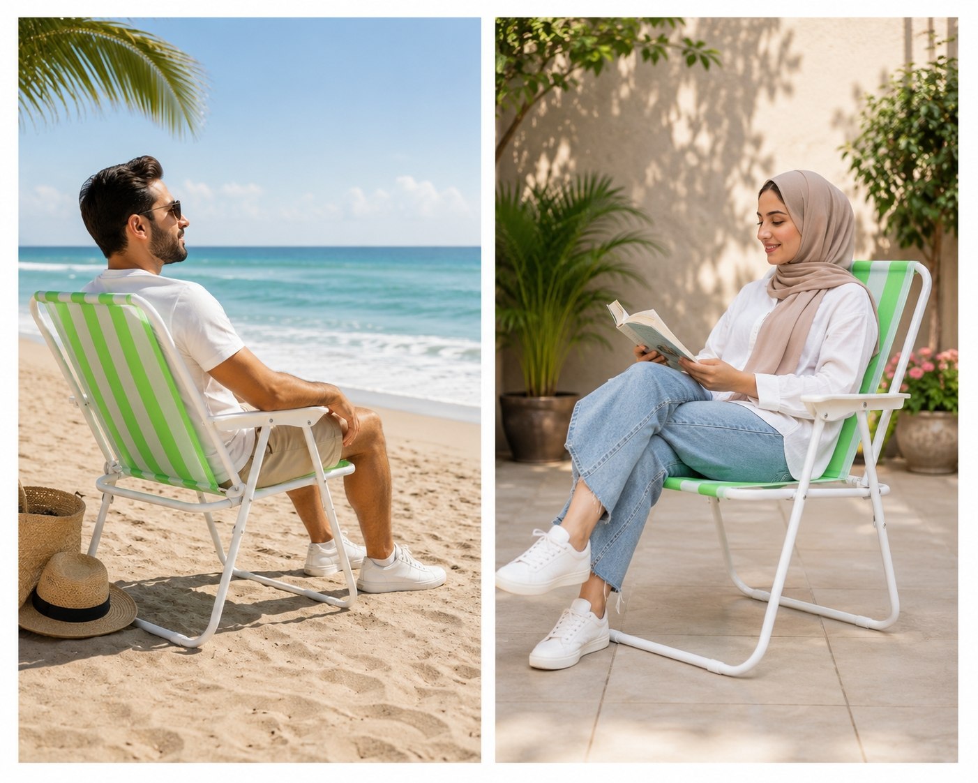 Chaise d’été pratique pour plage & sorties – légère, confortable et facile à transporter
